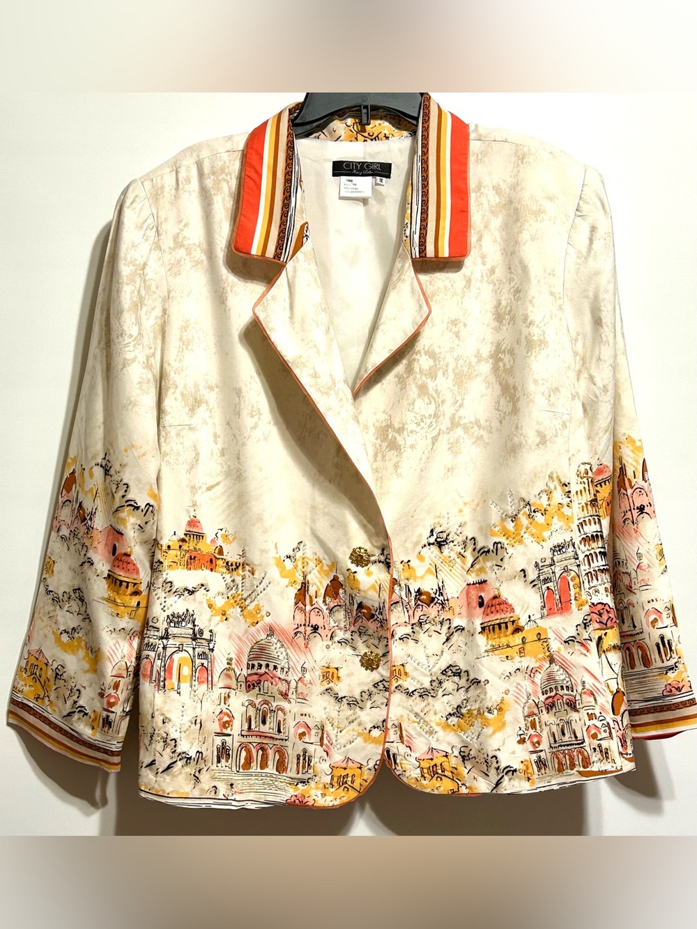 Vintage Crystal Embellished 100% Silk Blazer